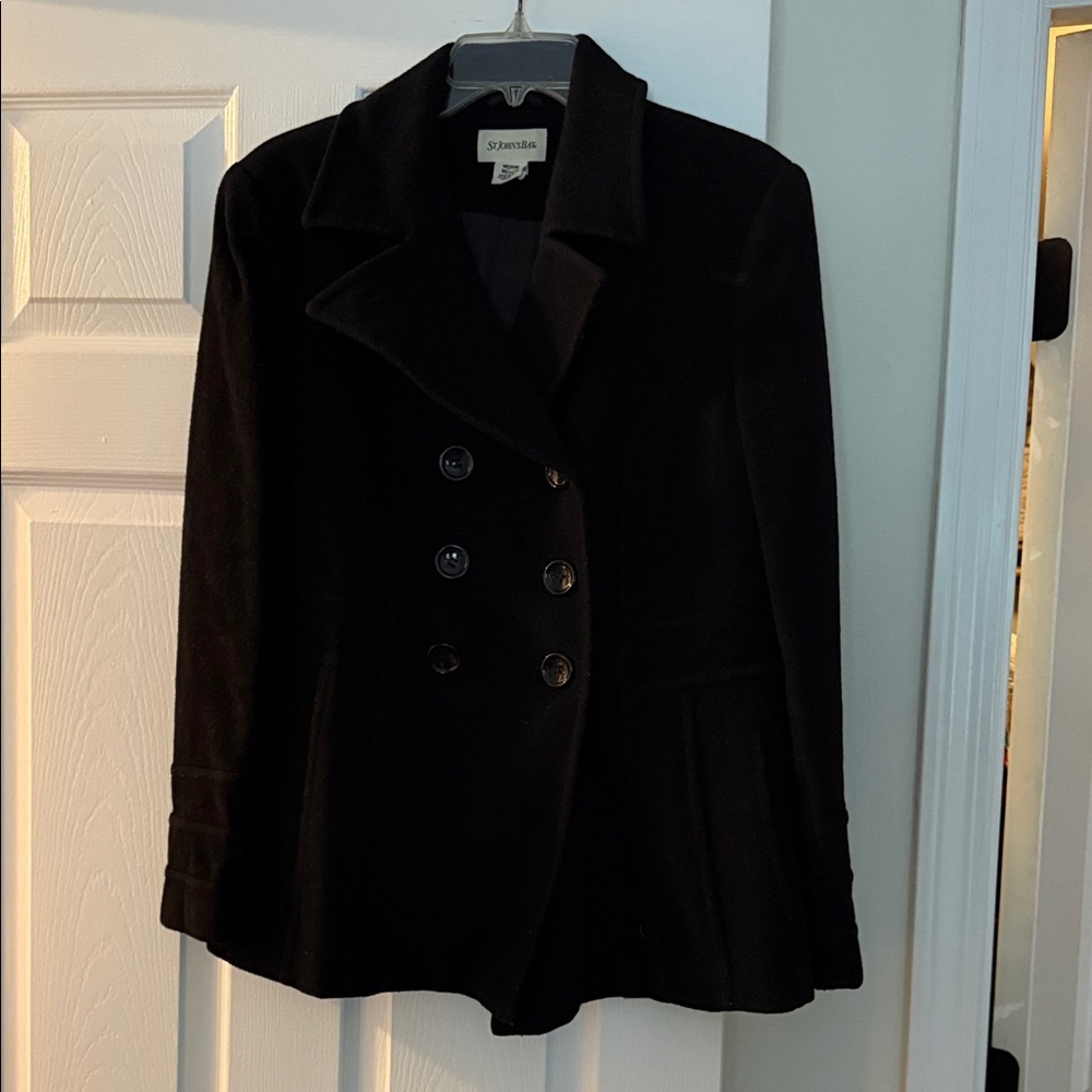 St. John's Bay Black Double-Breasted Pea Coat